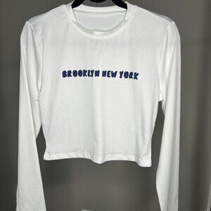 Brooklyn New York White Long Sleeve Crop Top